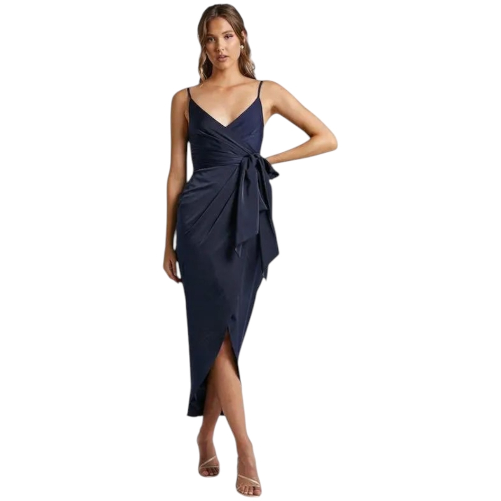 Showpo How Will I Know Wrap Waist Tie Midi Dress